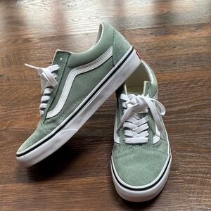 Vans Sage and White Sneakers